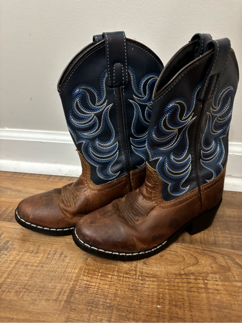 Western Cowboy Boot Little Boys Size 13 Cody James Holt Embroidered 2 Tone Brown